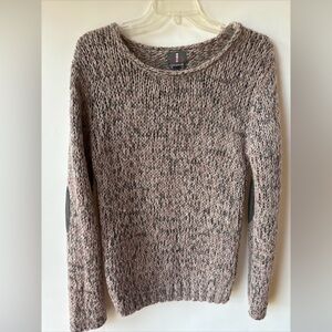 I Jeans By Buffalo Womens Sweater Gray Lavender Marled Chunky Knit Elbow Patch M